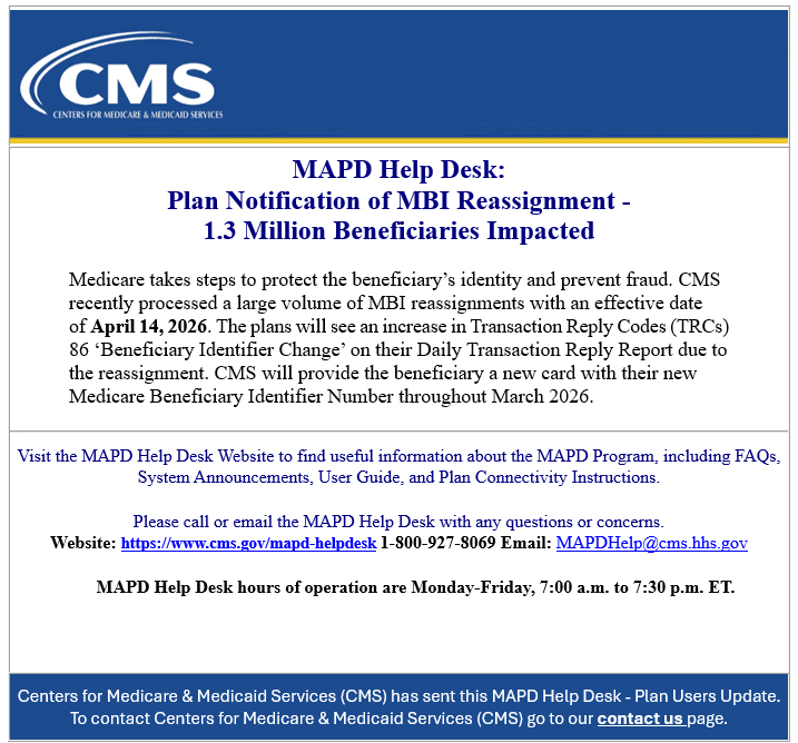 1.3 Million MBI To Be Reissued — CMS Notification March 2026
